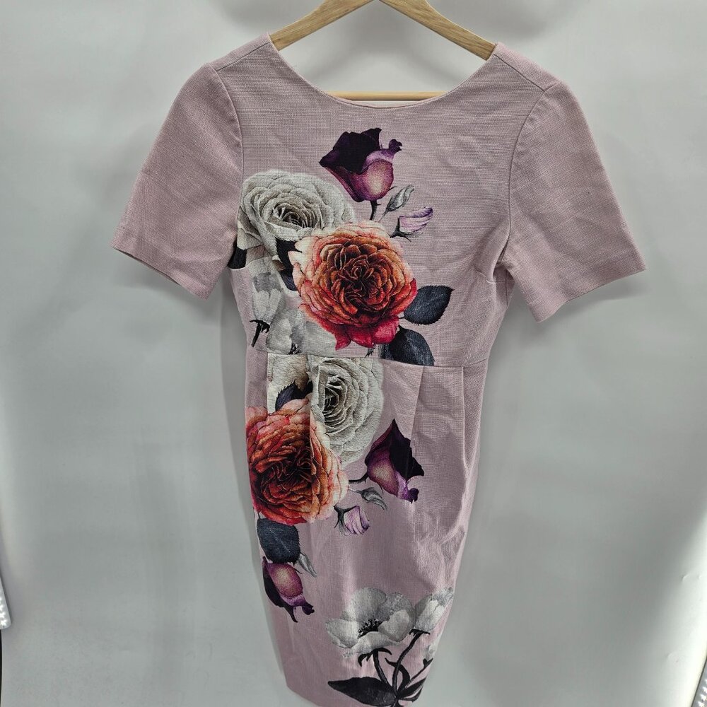 Asos Light Pink Floral Textured Back V-Neck Midi Dress Size 4